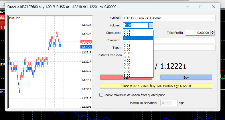 Choose Trade Volume
